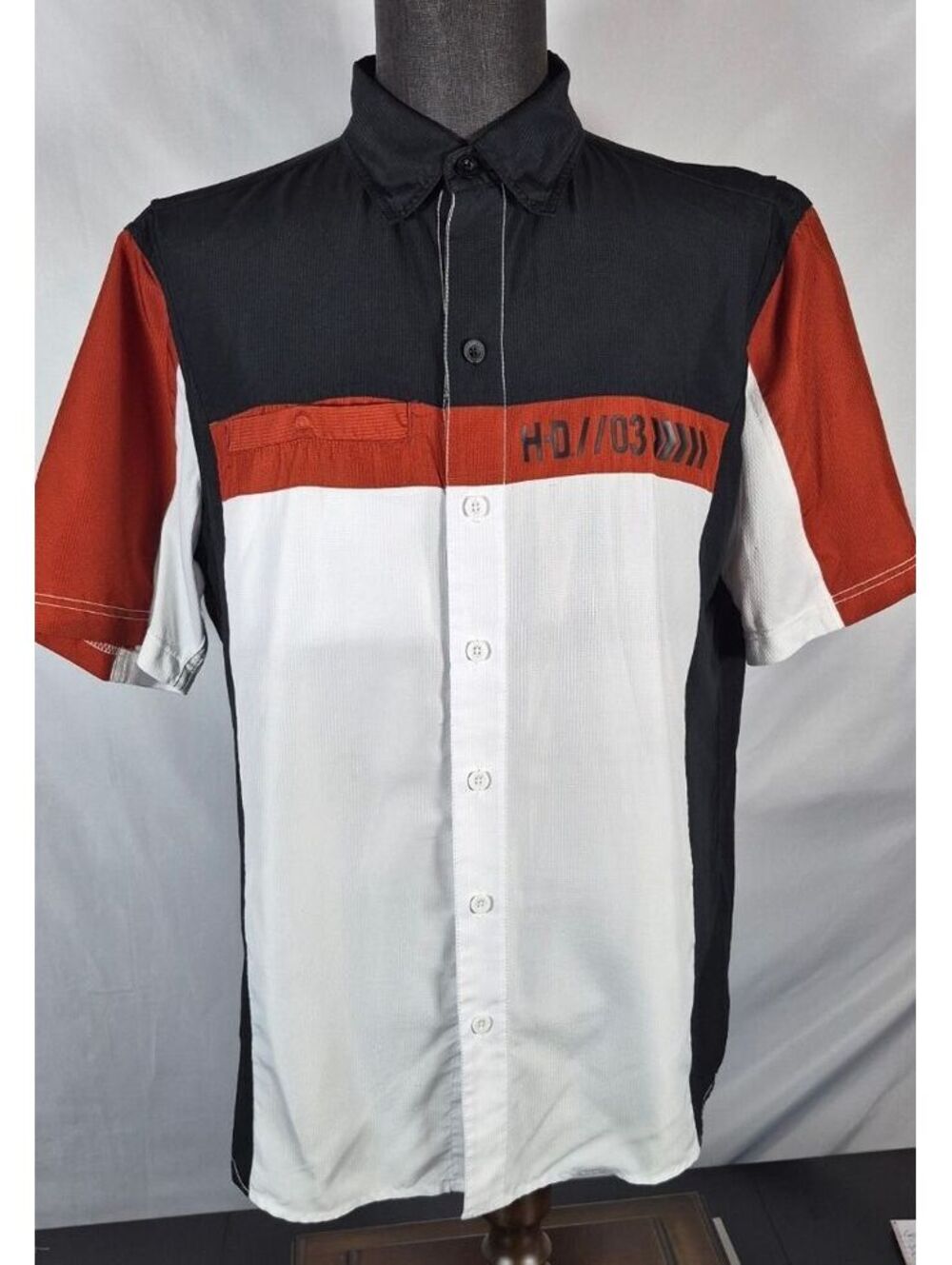 Harley-Davidson Men’s Large Black White Orange Performance Shirt